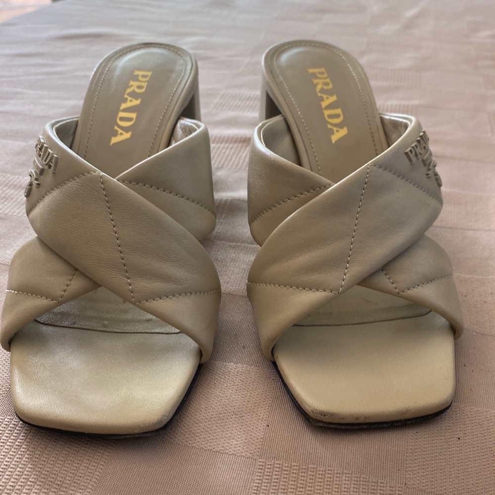 Prada Authentic blocked heel quilted sandals